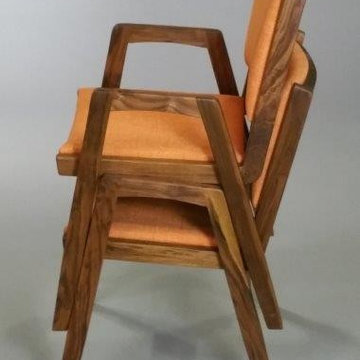New Mid-Century Modern Walnut Stacking Chair