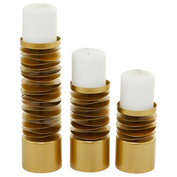 Set of 3 Gold Modern Metal Candle Holder 562569