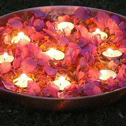 Pure Copper Hammered Basin 21" for Rain Chains - Rain Chains