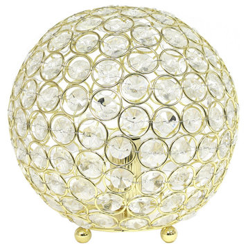 Elegant Designs Elipse 8" Crystal Ball Sequin Table Lamp, Gold