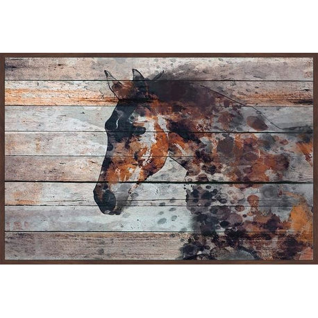 "Fire Horse" Floater Framed Painting Print on Canvas, 36"x24"