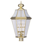Livex Lighting - Georgetown Outdoor Post Head, Polished Brass - The Georgetown looks to add regal elegance to your home with a line of lighting that embodies classic design for those who only want the finest. Using the highest quality materials available, the Georgetown begins with solid brass so that each fixture not only looks fantastic, but provides a fit and finish that will last for years as well.