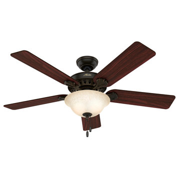 Hunter 52" Waldon Ceiling Fan With Light Kit and Pull Chain, Onyx Bengal