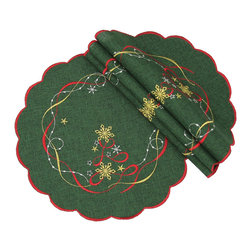 Xia Home Fashions - Magical Christmas Collection Placemats, 16" Round, Set of 4 - Placemats