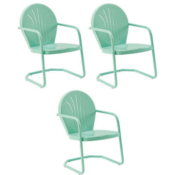 Home Square Griffith 3 Piece Modern Metal Patio Chair Set in Aqua