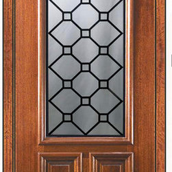Pre-hung Single Door 96 Wood Mahogany Casablanca 2/3 Lite Glass - Front Doors