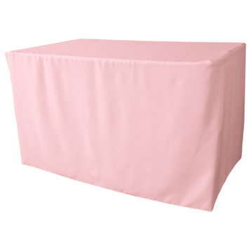 LA Linen Polyester Poplin Fitted Tablecloth 48"x30"x30", Light Pink
