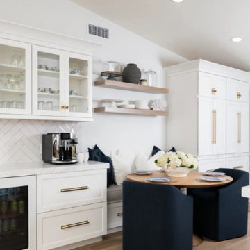 Entertainer’s Beverage Bar with Built-In Banquette and Storage Wall