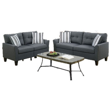 Kicevo 2-Piece Polyfiber Sofa Set, Charcoal