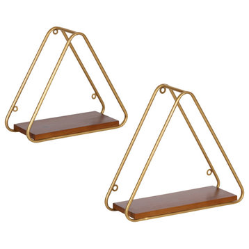 Tilde Triangle Accent Shelf Set, Walnut Brown