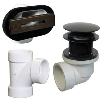 Linear Overflow Plumber's Pack WithTee and ADA Tip-Toe Drain, Oil Rubbed Bronze