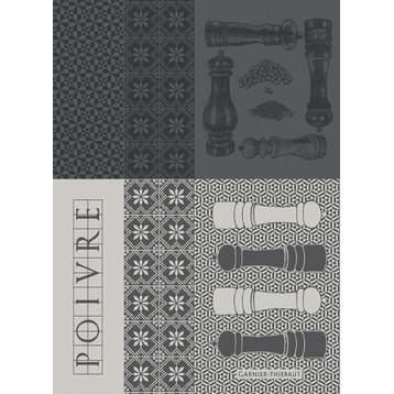 Poivrieres Noir Kitchen Towel 22"x30", 56cmx77cm, 100% Cotton Set of 4