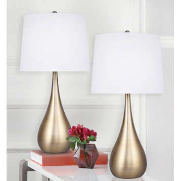 30" Plated Gold Teardrop Table Lamps, Set of 2