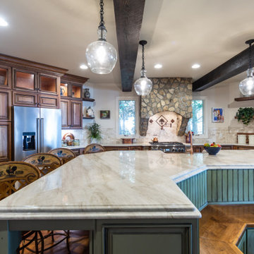 Oversized island with bench seating