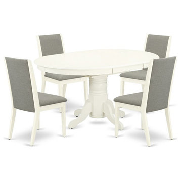 East West Furniture Avon 5-piece Wood Dining Set in Linen White/Shitake