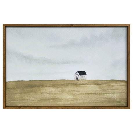 Rural Farm Home Brown Framed Painting Wall Art