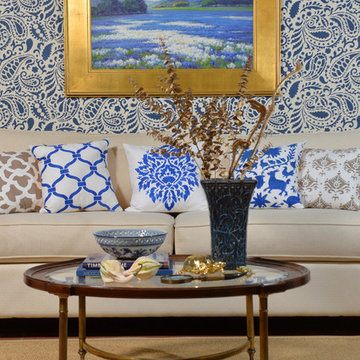 Paisley Allover Stenciled Living Room