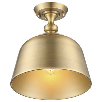 Berg Warm Brass 1-Light Semi-Flush