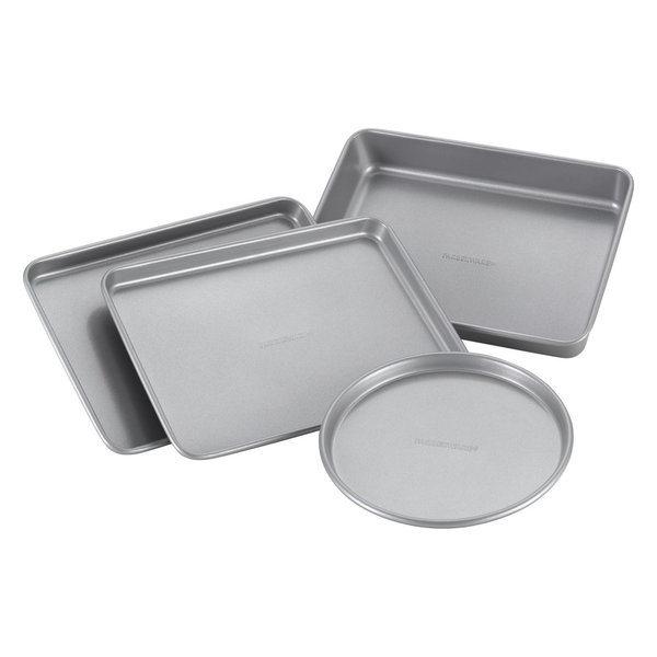 Farberware Nonstick Bakeware 4-Piece Toaster Oven Set, Gray