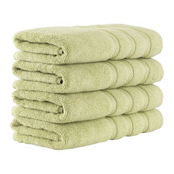 CLASSIC TURKISH TOWELS - Antalya Luxury Turkish Bath Towel Set, Green, 16"x30" - Bath Towels