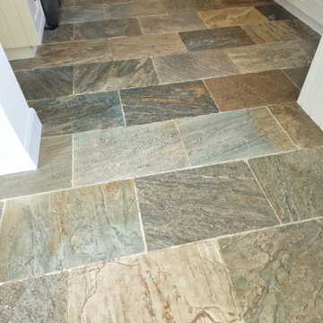Beauty Restored to a Dull Multi Coloured Slate Floor in Caistor