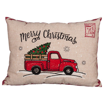 Christmas Truck Christmas Pillow, Natural, 13"x18"