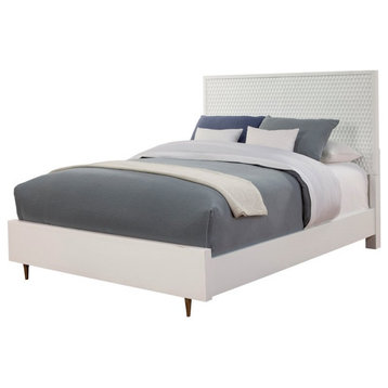 Origins by Alpine White Pearl Standard King Wood Panel Bed in White
