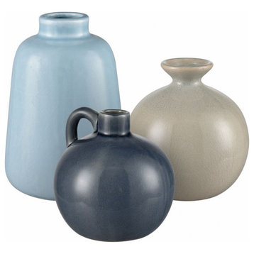 Limestone Drive - Vase (Set of 3) In Modern Style-7.25 Inches Tall and 5 Inches