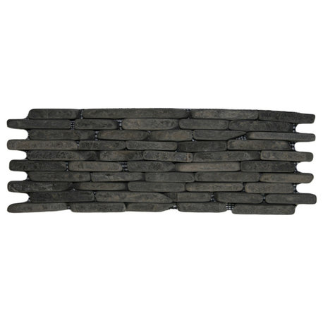 Handmade grey standing mosaic tile – natural stone pebbles, beautiful wall décor