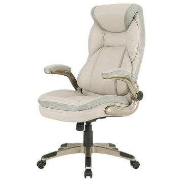Executive Taupe Bonded Leather Office Chair With Cocoa Coated Nylon Base