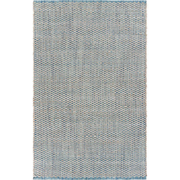 9" x 12" Blue and Beige Toned Area Rug