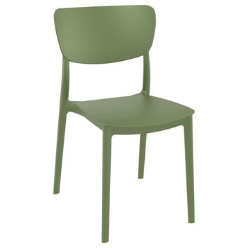 Monna Outdoor Dining Chair, Set of 2, Olive Green