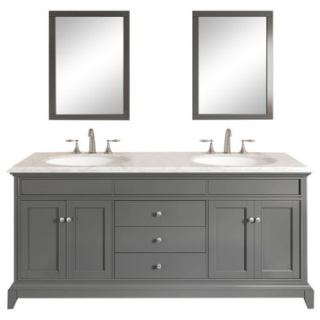 Eviva Elitist Stamford 72" Gray Solid Wood Bathroom Vanity