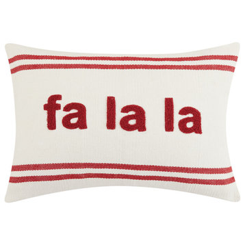 Stripe Boucle Fa La La Embroidered Pillow
