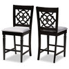 Nhalle Upholstered Espresso Finish 2-Piece Wood Counter Stool Set, Gray/Espresso
