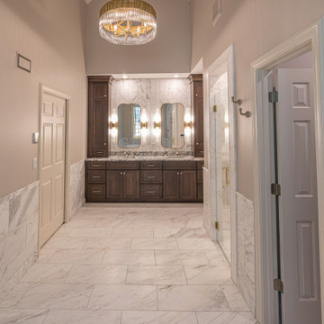 Leawood, Kansas Marble Wrapped Primary Bathroom Remodel