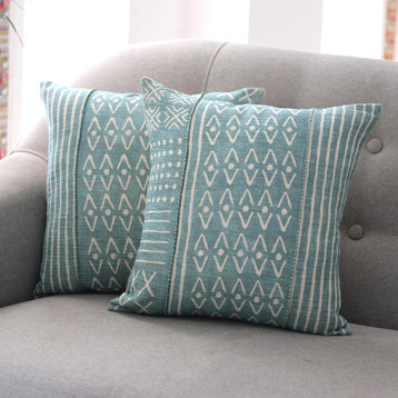 Novica Handmade Jade Sea Cotton Cushion Covers (Pair)