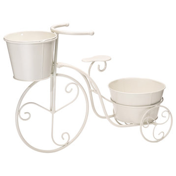 21.5"L Metal Bicycle Plant Stand, White