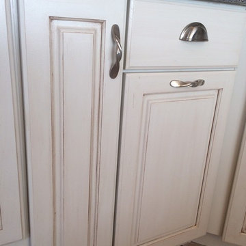 Painted and Glazed outdated Honey Oak Cabinets