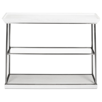 Hunt Country Small Console Table Slim With Shelves White
