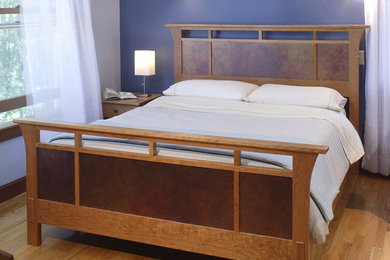 Example of an arts and crafts bedroom design in Portland Maine