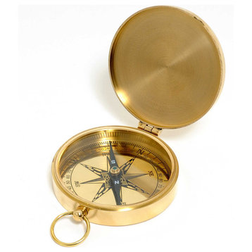 Shiny Brass Marine Compass With Lid