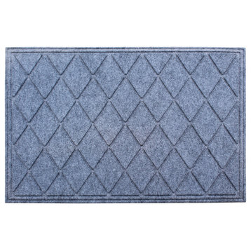 Diamond 24"x36" Indoor/Outdoor Mat, Anti Slip Fabric and Backing, Medium Gray