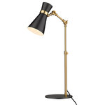 Z-Lite - Z-Lite 728TL-MB-HBR Soriano 1 Light Table Lamp in Heritage Brass - A character-rich studio theme shapes industrial influence that adds casual elegance to this matte black finish steel table lamp. This lamp features a touch controlled shade with thrree levels; high, low and off. Dress up a living room or office space with this tasteful fixture trimmed with heritage brass finish steel. This sleek fixture reflects the heart of romantic industrial charm while adjustable settings make this lamp an ideal addition to office and task-dedicated spaces.