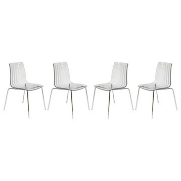 Leisuremod Ralph Dining Chair In Clear, Set Of 4 Rp20Cl4