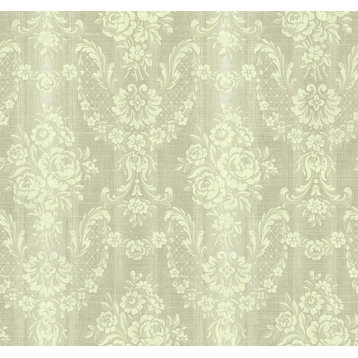 Regal Floral Frame Wallpaper in Light Gold RD80007 from Wallquest