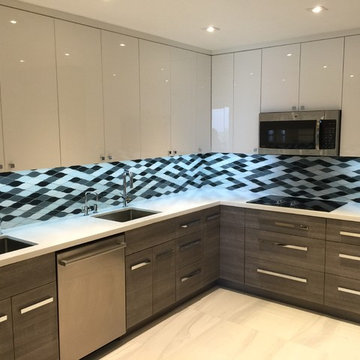 Acrylic and textured laminate kitchen