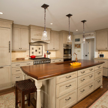 Kitchen with layered lighting