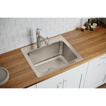 DLR2522123 Lustertone Classic Stainless Steel 25" x 22" Drop-in Sink, 2 Holes