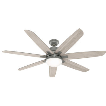 Hunter 60" Ceiling Fan With LED Light Kit and Wall Control, Matte Silver